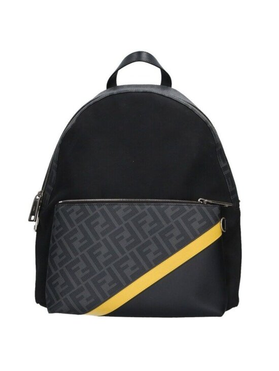 Fendi Zucca Pattern Nylon Cut Replacement Leather Backpack